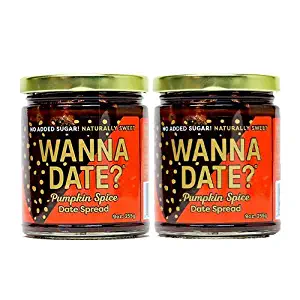 Wanna Date? Pumpkin Spice Date Spread, Vegan, Paleo Friendly, Gluten-Free, Dairy-Free, Non-GMO, No Added Sugar, No Cane Sugar, Whole30, Healthy Sugar Substitute, Sugar Free Alternative (2 Jars)