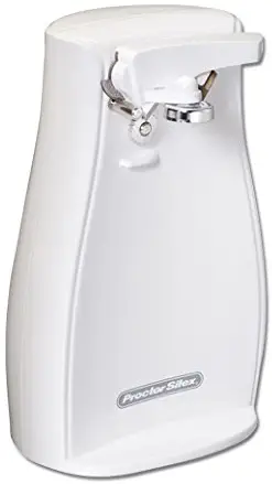 Proctor Silex Power Electric Automatic Can Opener with Knife Sharpener, Twist-off Easy-Clean Lever, Cord Storage, White (75224F)