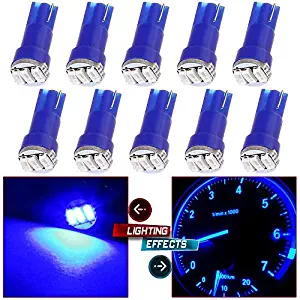 10 Pack T5 73 Wedge 3-3014SMD Instrument Gauge Dash Light LED Bulbs (Blue)