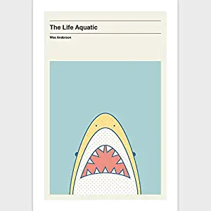 Wes Anderson, The Life Aquatic Jaguar Shark Minimalist Movie Poster Gifts for Fan Poster Home Art Wall Posters [No Framed]