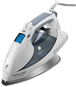 Black & Decker D6000 All-Temp Steam Iron with Stainless-Steel Soleplate, White/Grey