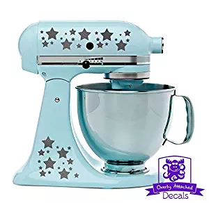 Star Patterned Kitchen Stand Mixer Front/Back Decal Set - Silver Metallic