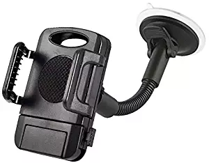 Universal Windshield Mount Holder with Adjustable Height, Width to Securly Cradle Devices Including Smartphone, GPS, iPhone 6/6S/5s/5/SE, Samsung Galaxy S5/S4/S3 Galaxy Note + more by Foxx Electronics