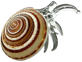 Sansukjai Sea Shell Seashell Hermit Crab Conch Miniature Figurines Beach Animals Hand Blown Glass Art Natural Collectible Gift Decorate#5