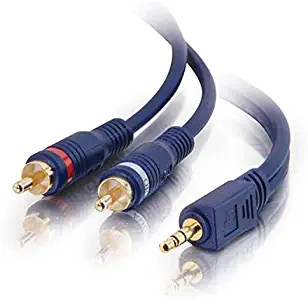 C2G 40614 Velocity One 3.5mm Stereo Male to Two RCA Stereo Male Y-Cable, Blue (6 Feet, 1.82 Meters)