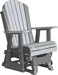 LuxCraft Deluxe Poly 2' Adirondack Glider - Dove Gray/Slate