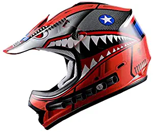 WOW Youth Kids Motocross BMX MX ATV Dirt Bike Helmet Shark Red