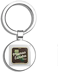 Plumas Eureka State Park Sticker Explore Wanderlust Camping California Double Sided Stainless Steel Keychain Key Ring Chain Holder Car/Key Finder