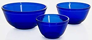 Nesting Mixing Bowl 3 Piece Set Mosser Glass American Made - Cobalt Blue Glass