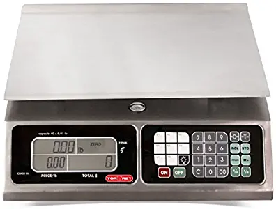 TORREY LPC40L Electronic Price Computing Scale, Rechargeable Battery, Stainless Steel Construction, 100 Memories, 8 Direct Access Keys , 40 lb