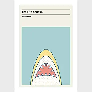 N/ Wes Anderson, The Life Aquatic Jaguar Shark Minimalist Movie Poster Wall Art Print Painting Home Decor Gifts for Lovers Poster