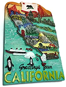 The Golden State USA Hollywood California Souvenir Collection 3D Fridge Refrigerator Magnet Hand Made Resin by Mr_air_thai_Magnet_World