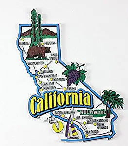 California State Map and Landmarks Collage Fridge Collectible Souvenir Magnet FMC