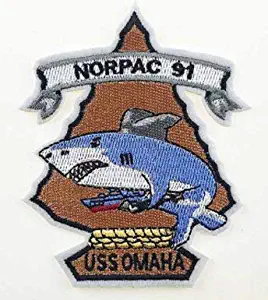 Great White Shark USS Omaha Norpac 91 Submarine Embroidery Patch Military Tactical Clothing Accessory Backpack Armband Sticker Gift Patch Decorative Patch Embroidered Patch