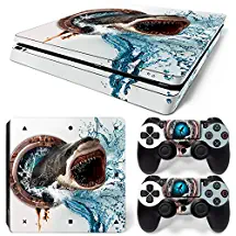 ZoomHit Ps4 Slim Playstation 4 Slim Console Skin Decal Sticker Shark Attack + 2 Controller Skins Set (Slim Only