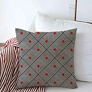 Starotor Decorative Throw Pillow Cushion Covers for Couch Labyrinth Nostalgia Pattern Lines Effect Textured Contrast Abstract Textures Maze Wrapper Trendy Linen Sofa Pillows Case 16x16 Inch