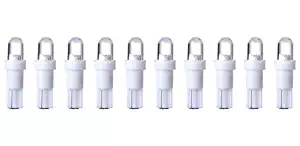 10 Pack T5 Wedge 1 LED Car Auto Dashboard Gauge Side Light Bulb Lamp 37 58 70 73 74 White 12V