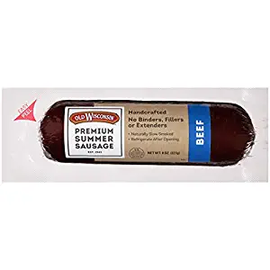 Old Wisconsin Premium Summer Sausage, 100% Natural Meat, Charcuterie, Ready to Eat, High Protein, Low Carb, Keto, Gluten Free, Beef Flavor, 8 Ounce