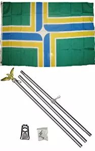 ALBATROS 3 ft x 5 ft City of Portland Oregon Flag Aluminum with Pole Kit Set for Home and Parades, Official Party, All Weather Indoors Outdoors