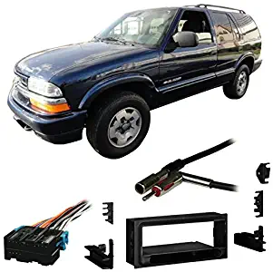 Compatible with Chevy Blazer 2002 w Factory 1.5 DIN Car Radio Stereo Harness Install Dash Kit