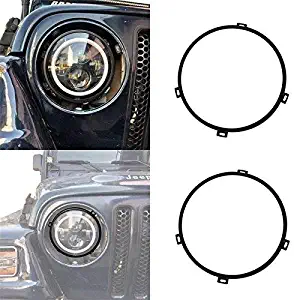 Hooke Road Jeep Wrangler 7 inch Round Headlight Mounting Bracket Rings in Black for 1997-2006 Jeep Wrangler TJ