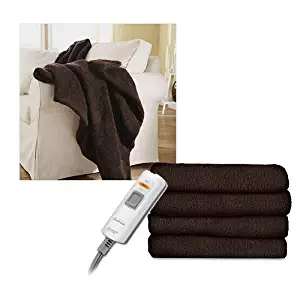 Sunbeam LoftTec Ultra-Soft Heated Electric Throw Blanket - Walnut Brown