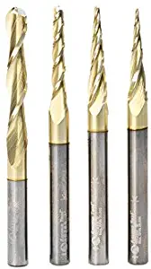 Amana Tool AMS-148 4-Pc CNC 2D and 3D Carving Ball Nose ZrN Coated SC 1/4 Inch SHK Router Bit Collection Includes 46280 (1/32), 46282 (1/16), 46286 (1/8) & 46294 (1/4 D.)