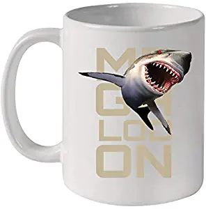 Megalodon Megladon Shark Extinct Biggest Shark Ever 11 oz. White mug