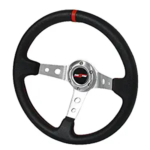 Rxmotor Drifting Deep Dish 350mm 6 Hole Sports Steering Wheel Blue Racing Trim Universal (RED)