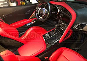 Interior Real Carbon Fiber Dash Trim Cover KIT Set for Chevrolet Chevy Corvette C7 C-7 2014 2015 2016 2017 2018 2019