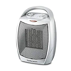 Warmtec 1500W Ceramic Space Heater with Carry Handle Adjustable Thermostat Electric Desk Heater Fan (Silver)