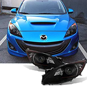 For [Halogen Type - Black Smoke] 2010 2011 2012 2013 Mazda 3 Mazda3 Projector Headlights Assembly Pair