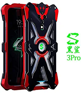 HATA Xiaomi Black Shark 3 Pro Metal Case, Black Shark 3 Pro Armor Aluminum Alloy Metal Bumper Hollow Tough Rugged Shockproof Anti-Drop with Kickstand Ring Cover for Black Shark 3 Pro(Black)