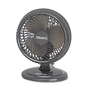Holmes HAOF87BLZNUC Lil' Blizzard 7" Two-Speed Oscillating Personal Table Fan, Plastic, Black