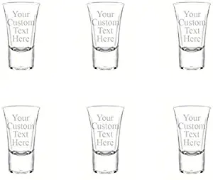 Personalized Set of 6 DOUBLE SIDED Custom Shot Glass Glasses (1.75oz) Free Engraving Groomsman and Bridesmaid Wedding Favor Gift (Double Side Engraving)