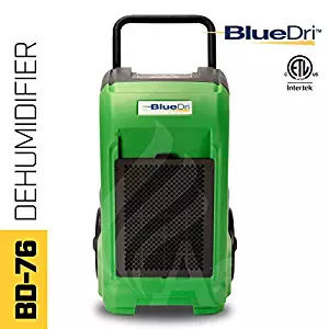 BlueDri BD-76 Industrial Commercial Grade Large Dehumidifier for Home, Basements, Garages, and Job Sites - 76 AHAM/150 Saturation PPD, Green