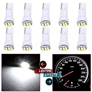 cciyu 10 Pack White T5 73 Wedge 3-3014SMD Instrument Gauge Dash Light LED Bulbs Replacement fit for 1996-1997 1999-2003 GMC Yukon XL 1500 K3500 Suburban K2500 K1500 Savana 1500 Sierra 2500 HD