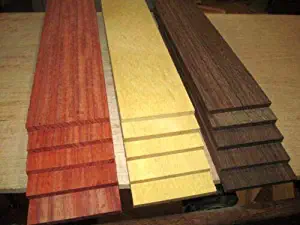 Wenge Padauk Yellowheart Kiln Dried Thin Exotic Wood Lumber Boards, 12" X 3" X 1/4", Set of 15