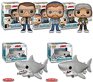 POP! Funko Movies Chief Martin Brody, Quint, Matt Hooper, Jaws (6-Inch), Jaws with Diving Tank (6-Inch)