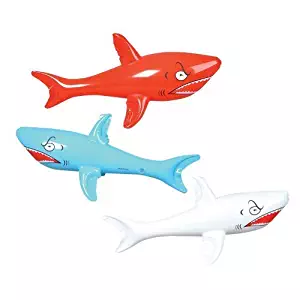 3 HUGE Jumbo - 46" Inflatable SHARKS/Shark INFLATES/Party DECORATIONS/DECOR/FAVORS/POOL TOYS