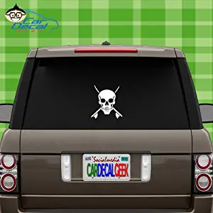 Surfing Skull Vinyl Decal Sticker for Car Truck Window Laptop MacBook Wall Cooler Tumbler | Die-Cut/No Background | Multiple Sizes and Colors, 8-Inch, Red