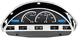 Dakota Digital VHX-56F-PU-K-B Compatible with 1956 Ford Pickup Truck Analog Dash Gauge System Black Alloy Blue Backlighting