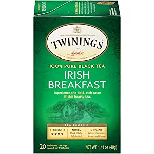 Twinings of London Irish Breakfast Black Tea Bags, 20 Count (Pack of 6)