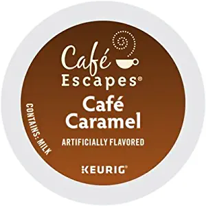 Cafe Escapes Keurig K Cups, Caramel, 0.51oz(14.6g)/netwt 12.3 oz(350g)48 Count