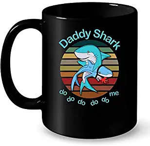 Daddy Shark Do Do Do Me Shark Eat Octopus Vintage Version | Ideal Dad Daddy Father Gift Mug Gift Coffee Mug 11OZ Coffee Mug