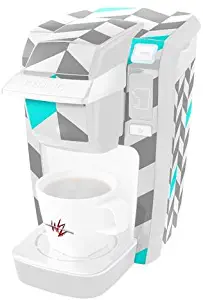 Decal Style Vinyl Skin compatible with Keurig K10 / K15 Mini Plus Coffee Makers Chevrons Gray And Aqua (KEURIG NOT INCLUDED)