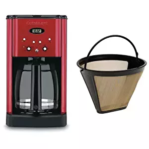Cuisinart DCC-1200 Brew Central 12-Cup Programmable Coffeemaker, Metallic Red, and Filter Bundle