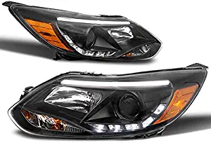 ZMAUTOPARTS LED DRL Projector Headlights Headlamps Black For 2012-2014 Ford Focus