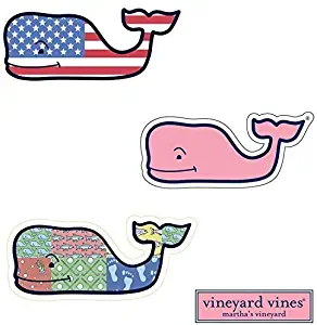 3X VINEYARD VINES Whale Vinyl Stickers - American Flag, Patchwork, Classic Pink - PREPPY 2.0 x 4.5"