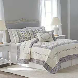 Nostalgia Home 028828369031 Quilt, Twin, Ivory/Lilac